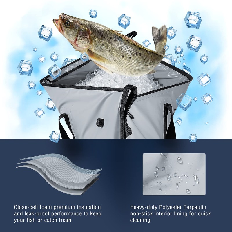 Buffalo Gear Insulated Fish Cooler - 20x18in Waterproof Fish Bait