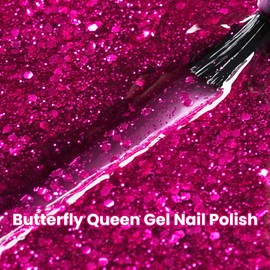 MAYCHAO 15ML Dark Pink Glitter Gel Nail Polish 1Pc Hot Pink Glitter Gel Polish Soak off Gel Polish Nail Art Manicure Salon DIY at Home, 0.5 OZ