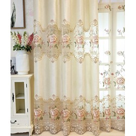 TIYANA Luxury Embroidered Cloth Curtain for Living Room 84 inch Length Custom Romantic Elegant Luxurious Delicate Embroidery Drape Window Dressing Bedroom Grommet Top 1 Panel 40x84 inch