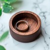 Walnut Wood Ring Tray, Mini Round Hardwood Holder, Micro Jewelry