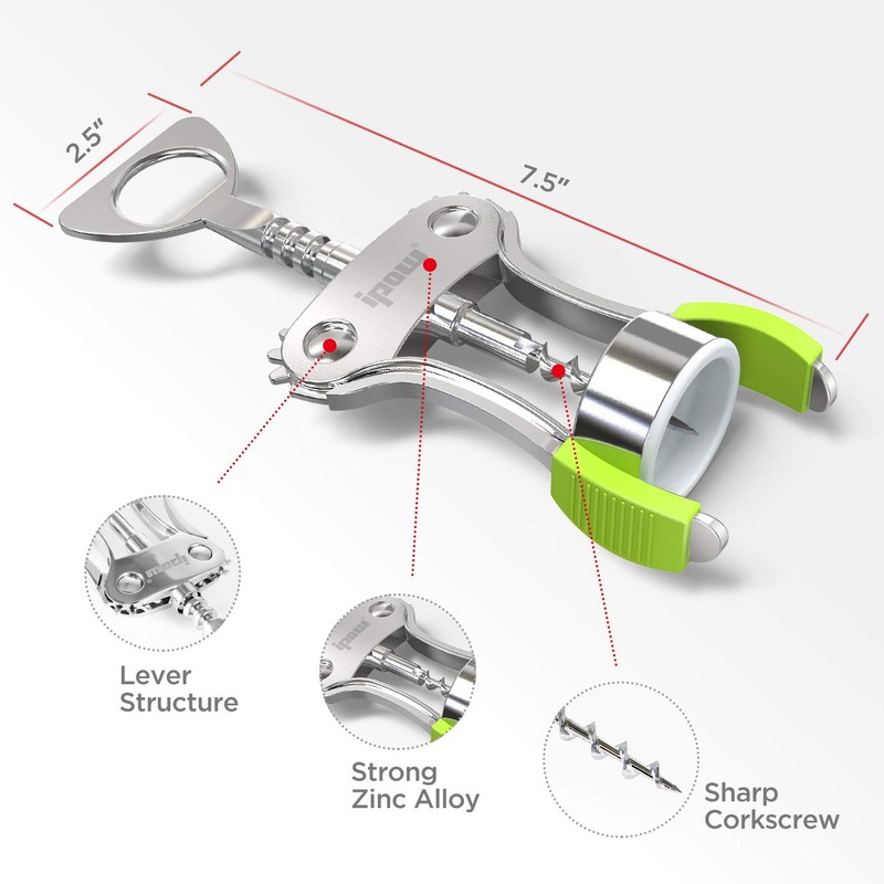 IPOW Wine Opener, Zinc Alloy Wine Bottle Opener, Wing Corkscrew