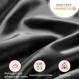 Seiwohl Silk Pillowcase, 40 x 40, Set of 2, Silk Cushion Cover, Black, Silk Pillow Slip, Satin Cushion Cover for Hair and Skin, Hair-Friendly Cushion Cover with 2 Silk Hair Bands