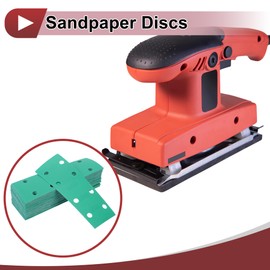 HEROFFIX 50 Pcs Sanding Discs Wet Dry Waterproof Hook & Loop Sandpaper for Woodworking, Automotive Refinishing 7.80"x2.76" 8 Hole 220 Grit Green White Corundum