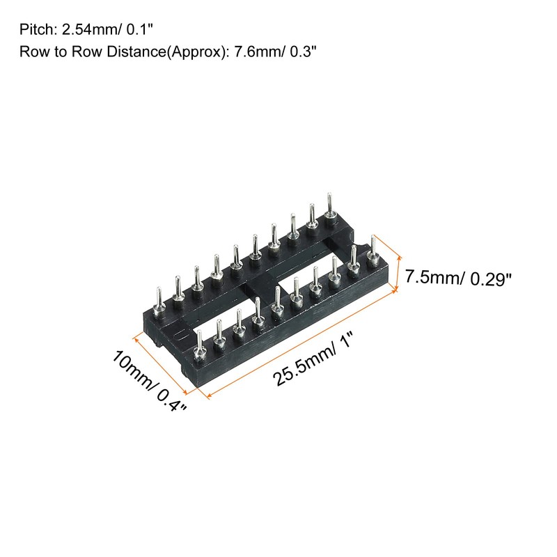 sourcing map DIP IC Chip Socket Adapter Flat Pin 20P