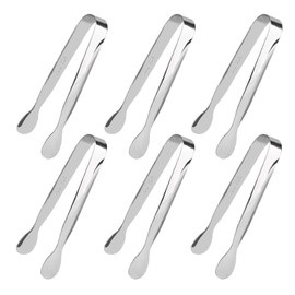 6 Pack 4.3 inch Mini Sugar Tongs, Stainless Steel Small Serving Tongs, Tiny Kitchen Tongs for Appetizers, Desserts, Tea Party and Coffee Bar