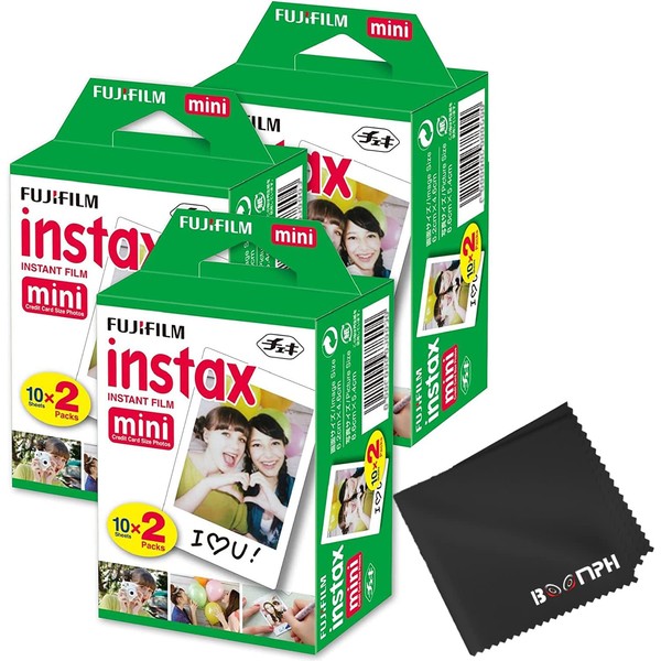 Fujifilm Instax Mini Instant Camera Film: 60 Shoots Total, (10 Sheets x 6) - Capture Memories Anytime, Anywhere - Boomph Kit