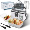 SOHIDA 1.8L+0.5L Heated Lunch Box for Men, 80W Electric Lunch