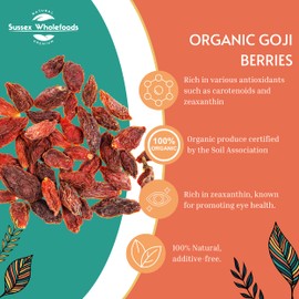 Sussex Wholefoods Organic Goji Berries 250g: Superfood Sweetness for Health and Vitality
