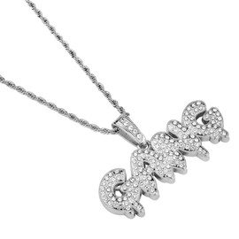 Heavstjer Hip Hop Iced Out Jewelry Alloy Letter Pendant Necklace(White)