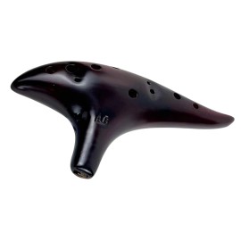 Unbranded Premium Fine-Crafted Ceramic 12-Hole Alto C Ocarina Flute Black