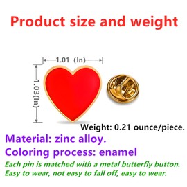 HAFILO 12/25/50/100 Pieces Red Enamel Heart Shape Valentine'S Day Brooch Lapel Pins For Women Clothes Heart Disease Awareness Pin Badge Bulk (100)
