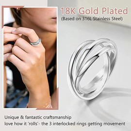 QKEPCY Anxiety Rings for Women Cross Anxiety Spinning Rings Stainless Steel Knot Infinity Fidget Ring Thin Stackable Rings for Anti-Stress Anxiety Fidget Rings Jewellery Gift, Stainless Steel, No