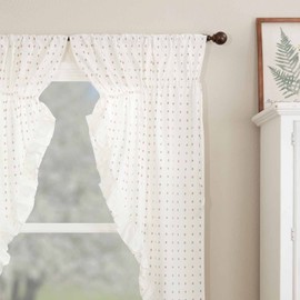 Piper Classics Abigail - Cortinas de pradera, juego de 2 guirnaldas, 63 pulgadas de largo, blanco roto con puntos rojos