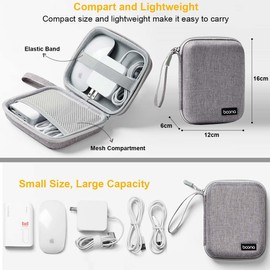 Tiny Chou Electronic Organizer, Portable Travel Cable Organizer Case Pouch, Waterproof Electronic Accessories EVA Hard Storage Bag for Mouse,Adapter, Cable, Cord, Charger, Earphone (Frosted Grey)