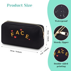 Letter Cosmetic Bag for Women Friend Colleague Black Makeup Bag Travel Toiletry Pouch Gift for Women Birthday Gift for Friend Female Sister Friendship Gift for Women Makeup Organizer