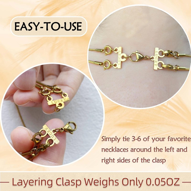 Qulltk Multi Necklace Layering Clasps, Gold and Silver Necklace Connectors