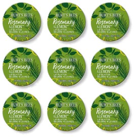 Burt's Bees Mantequilla para labios de 0.4 onzas, romero y limón, paquete de 9 unidades