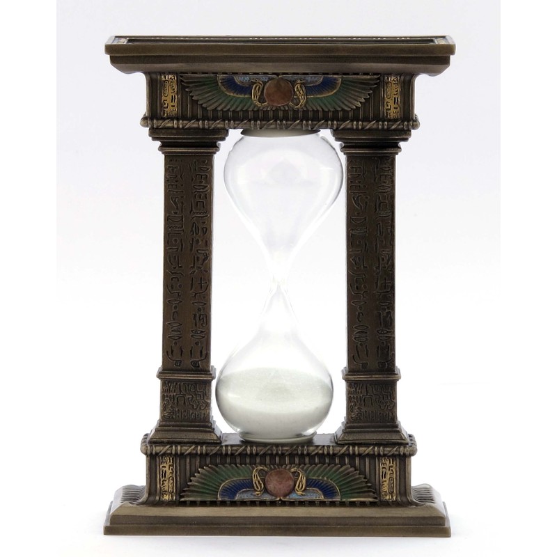 Veronese Design 7 1/8 Egyptian Winged Sun Columns Hourglass Resin
