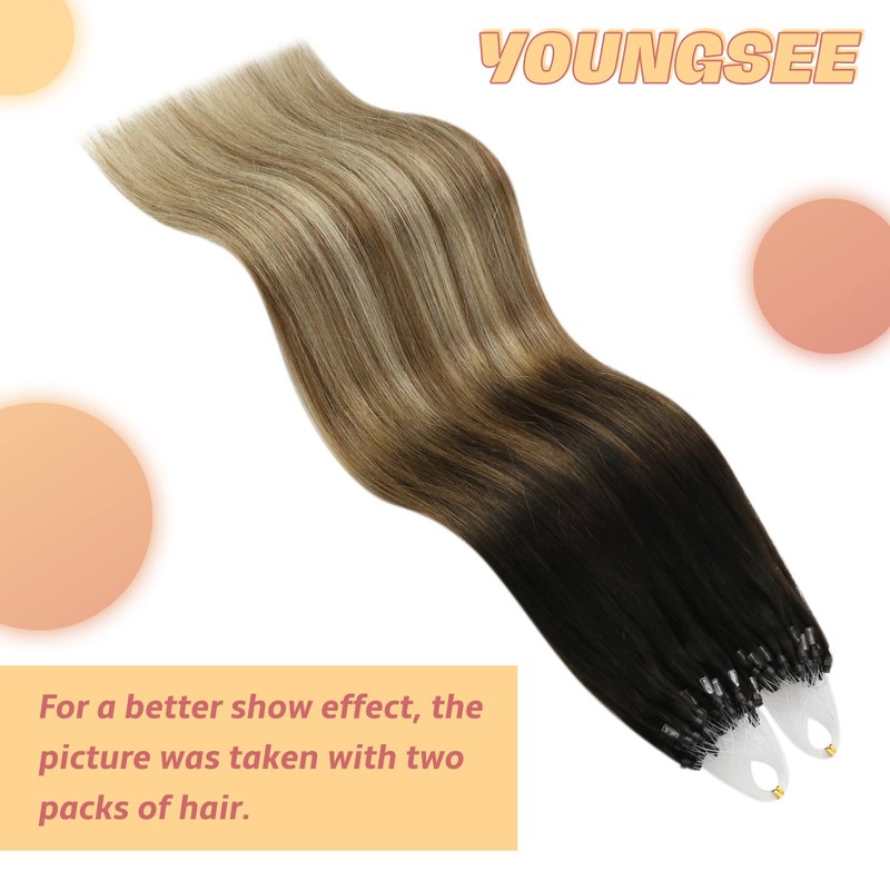 YoungSee Micro ring Real Hair Extensions Brown 60 cm #2/6/24