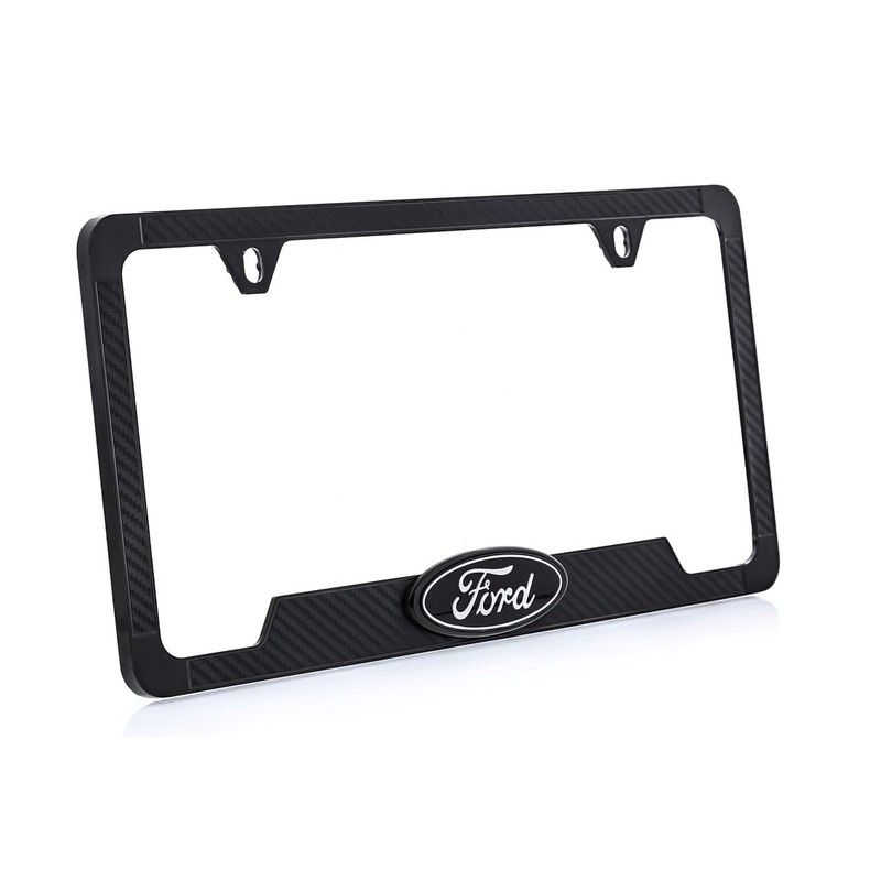 Black Carbon Fiber Vinyl Inlay License Frame with Black &