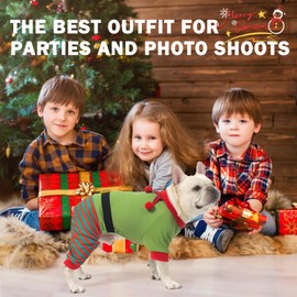 SCENEREAL Dog Christmas Sweater Pajamas, Funny Elf Costume for Large Medium Small Dogs Girl Boy, Soft Pet Costumes Xmas Warm Puppy Winter Clothes, Holiday Outfit Jammies Pjs, XL