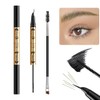 KYDA Curved Eyebrow Pencil and Mascara, Dual-Ended Eyebrow Pencil with Curved Tip & Black Mascara, 3-in-1 Microblading Pen for Hair-Like Brows, Liner and Lashes, Waterproof Long Lasting, Light Brown