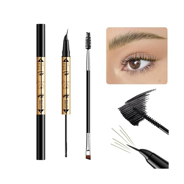KYDA Curved Eyebrow Pencil and Mascara, Dual-Ended Eyebrow Pencil with