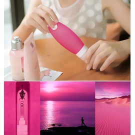 Botellas recargables para gimnasio, a prueba de fugas, contenedores de viaje de camping con cordón de ducha, juego de tubos de viaje de silicona exprimible aprobado por la TSA, para gimnasio, champú, loción, jabón (multicolor, 2 juegos)