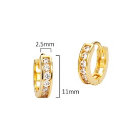 14k Yellow Gold 11mm x 2.5mm Channel Huggie Children Baby Girls Earrings