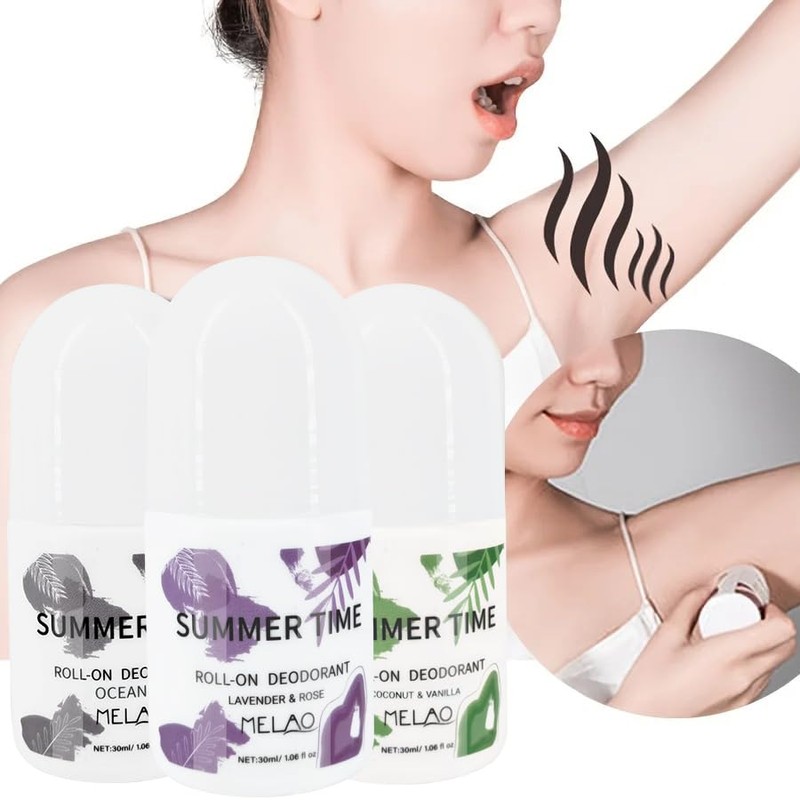 3 Pack MELAO Summer Time Roll-On Deodorant for Women &