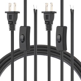PATIKIL 12 Feet 18AWG Lamp Cord with Plug, 2 Set SPT-2 UL List Lamp Power Cord Stripped Ends Ready for Wiring Lamp Wire with Wire Connectors for Light Replacement DIY, Black