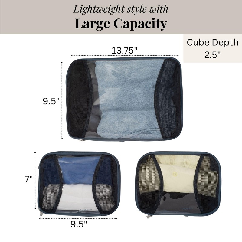 Baggallini Compression Cube 3-piece set - Lightweight Compression Packing Cubes