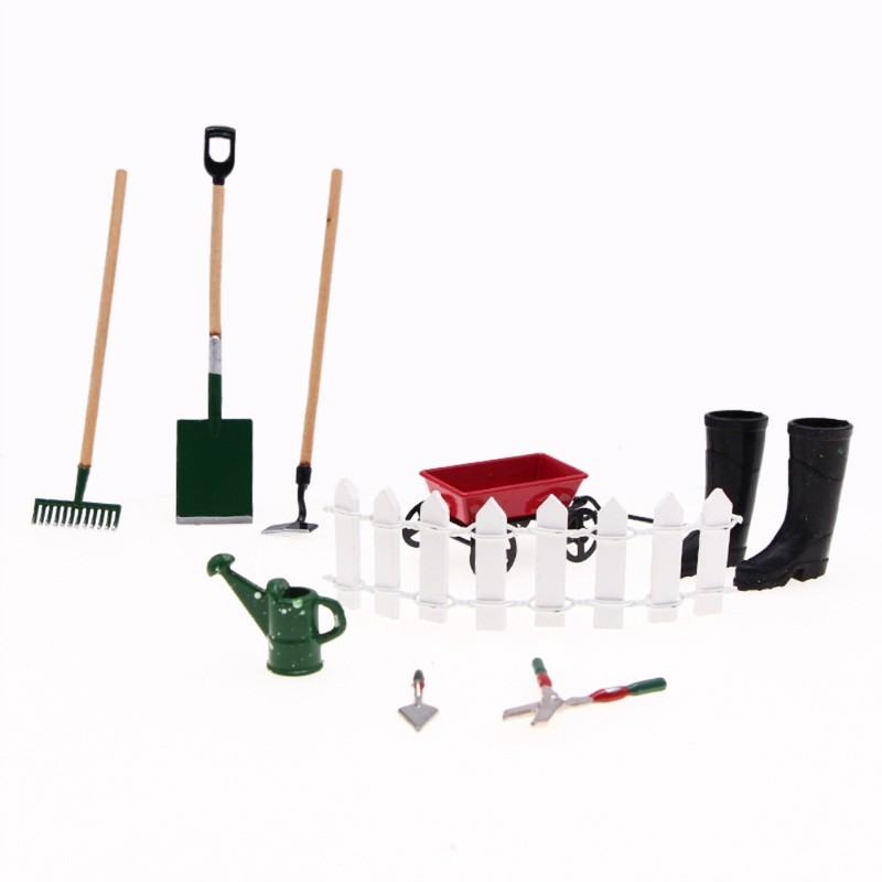 9pcs Miniature Dollhouse Set 1:12 Mini Garden Tools for Dollhouse