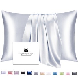 Silk Cushion Cover 40 x 60 cm, Ravmix Silk Pillowcases for Hair and Skin, with Hidden Zip, Both Sides Silk, Mulberry Silk Pillowcase 40 x 60 cm, 1 Piece, Silver Grey