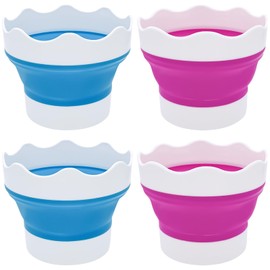 Ravlzors 4PCS Paint Water Cup Collapsible Paint Brush Washer Silicone Portable Watercolor Brush Holder Mini Foldable Washing Buckets Multifunctional Organizer Cleaner for Watercolor Oil Painting