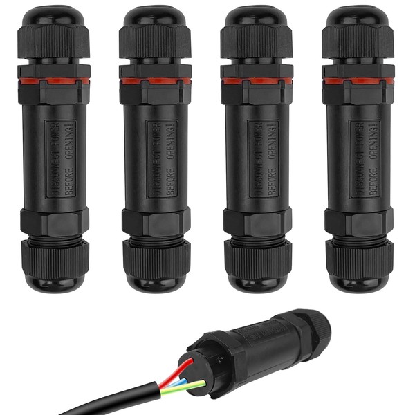 Gvolatee Pack of 4 IP68 Cable Connectors, Waterproof Cable Connector,