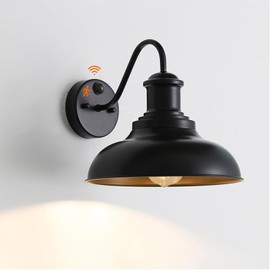 Jodauirt Motion Sensor Outdoor Lights,12“ Large Exterior Farmhouse Wall Mounted Lamp,E26 Barn Lights with Gooseneck,Vintage Matte Black Outside Sconce,Anti-Rust Waterproof Porch Light for House Garage