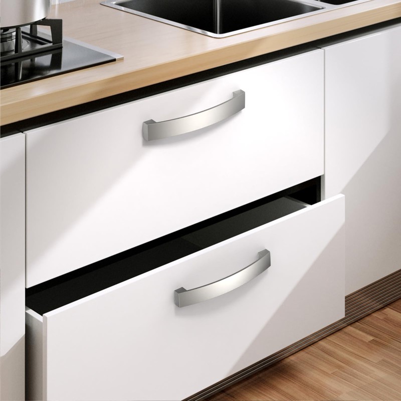 Amerdeco 10 Pack Brushed Satin Nickel Cabinet Pulls,160mm Hole Center-Drawer