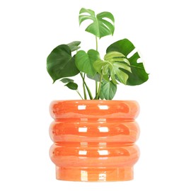 YFFSRJDJ 10 inch Ceramic Plant Pots for Indoor Plants, Rainbow Pearl Glaze Planter with Planters for Plants with Drainage Hole, Orchid Pots, Succulent Pot, Large Flower Pot (Pink)