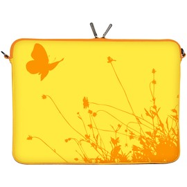 Digittrade LS114-11 Summer Designer MacBook Case 12 Inch Neoprene Suitable for 11 & 11.6 Inch (29.5 cm) Mac Book Bag Protective Case Butterfly Yellow/Orange