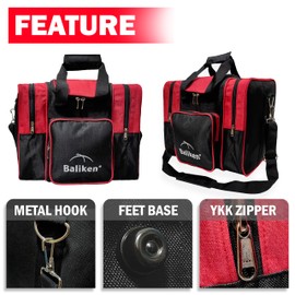BALIKEN WaLiken Single Bowling Ball Bag- Holds One Bowling Ball One Pair of Bowling Shoes Up to Size 13 Men’s Shoes (Red)