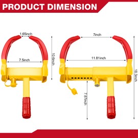 2 Pcs Wheel Lock for Cars, Heavy Duty Trailer Wheel Lock Universal Security Anti Theft Tire Clamp for Vehicles Boot Camper SUV ATV Boat Motorcycle Deterrent(Red)