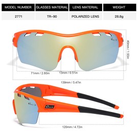 Bevi Polarized Sports Sunglasses for Men Women Baseball Running Cycling Golf Tr90 Durable and Ultralight Frame BV2771C3