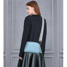 DIRRONA Damen Umhängetasche Mode Quaste Umhängetasche für Damen PU Leder Kamera Tasche Reisen Einkaufen Handytasche 2 austauschbare Schultergurte Blau