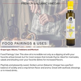 Ariston "The Very Best" Premium Balsamic Vinegar – Barrel Aged, Gourmet Quality, Product of Italy – Vegan, Gluten Free, GMO Free, No Added Sugar, All-Natural, 8.45 fl oz (250ml) Lemon