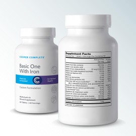 Cooper Complete - Basic One Multivitamin with Iron - Daily Multivitamin and Mineral Supplement with Iron - 60 Servings per Bottle. Pack of 3