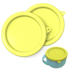 2Pack Silicone Lids for Dash My Mug Ice Cream Maker, Silicone Bowl Cover for Dash Ice Cream Maker Mug, Ice Cream Storage Lids (Yellow)
