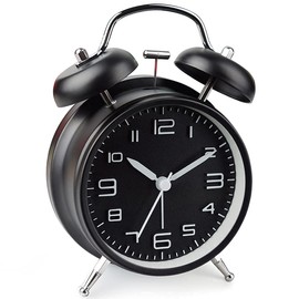 KELAOTE Analog Alarm Clock,4 inches Twin Bell Alarm Clock with Night Light,Battery Operated, Loud Alarm Clock for Heavy Sleepers