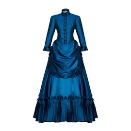 Ghosts Hetty Cosplay Costume Women's Medieval Renaissance Victorian Bustle Dress Edwardian Blue Dress Gown (Blue, S)