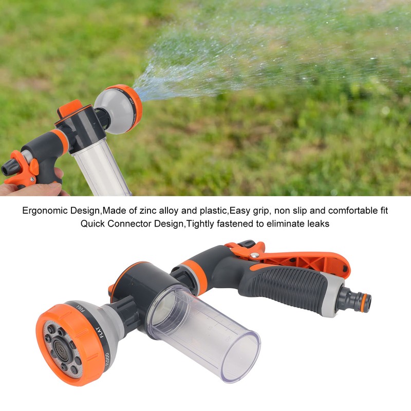 Garden Hose Nozzle 8 Spray Pattern Hose Hand Sprayer for